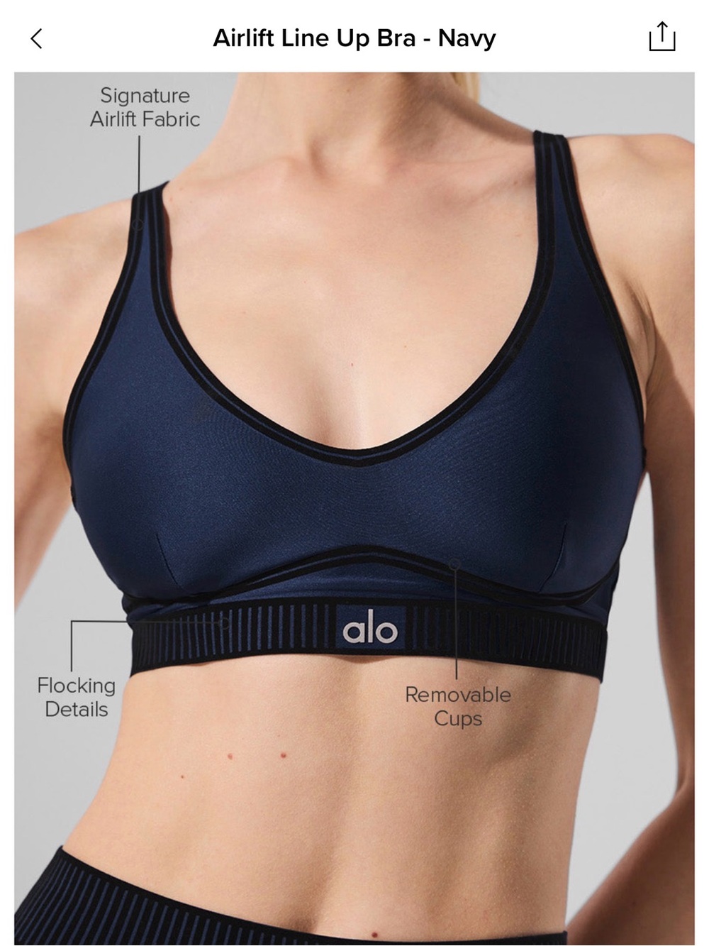 ALO Yoga Airlift Line Up Bra - Navy